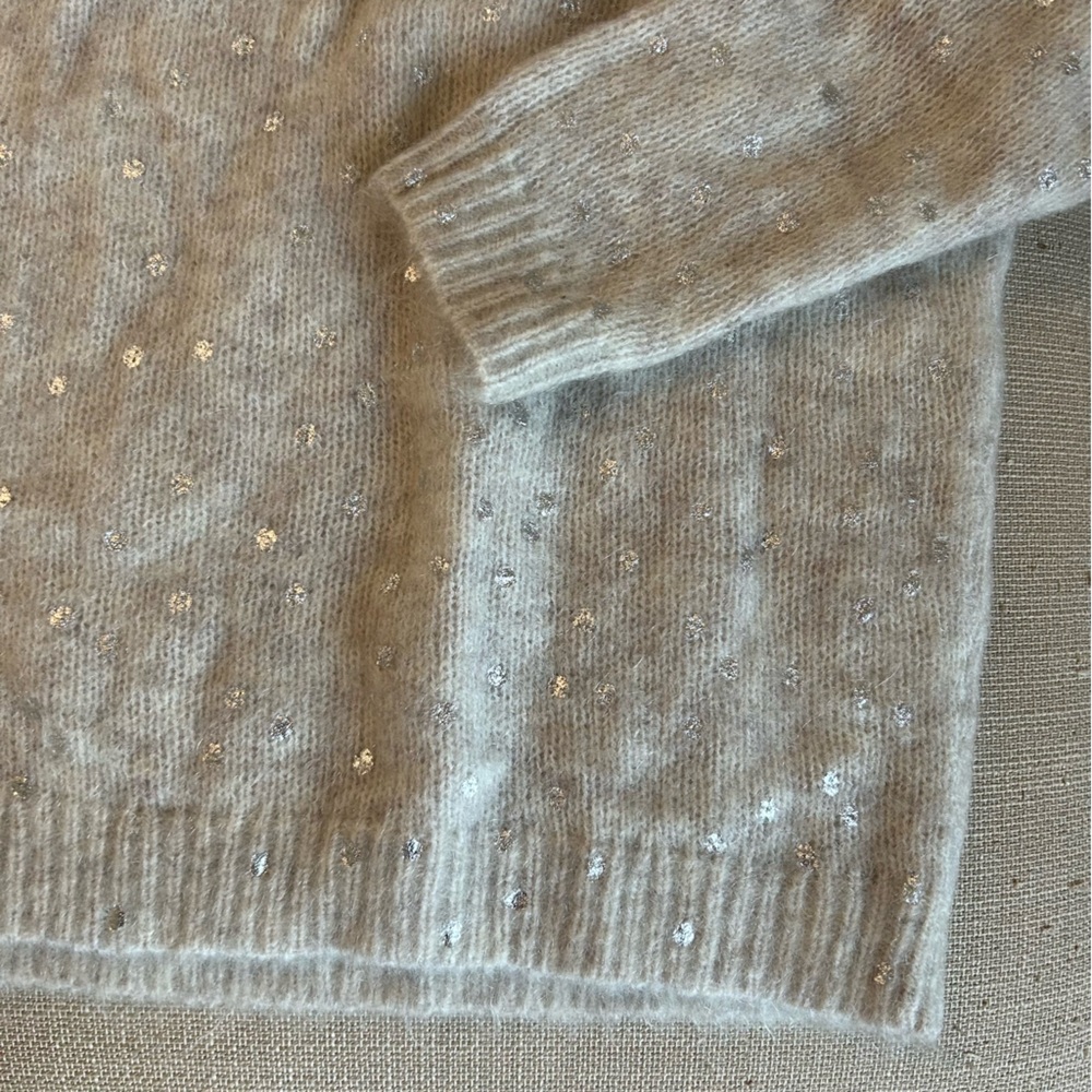 Sezane Ludivine Jumper Mottled Beige / Silver Mohair Knit Sweater French XS/S/M - Picture 8 of 11